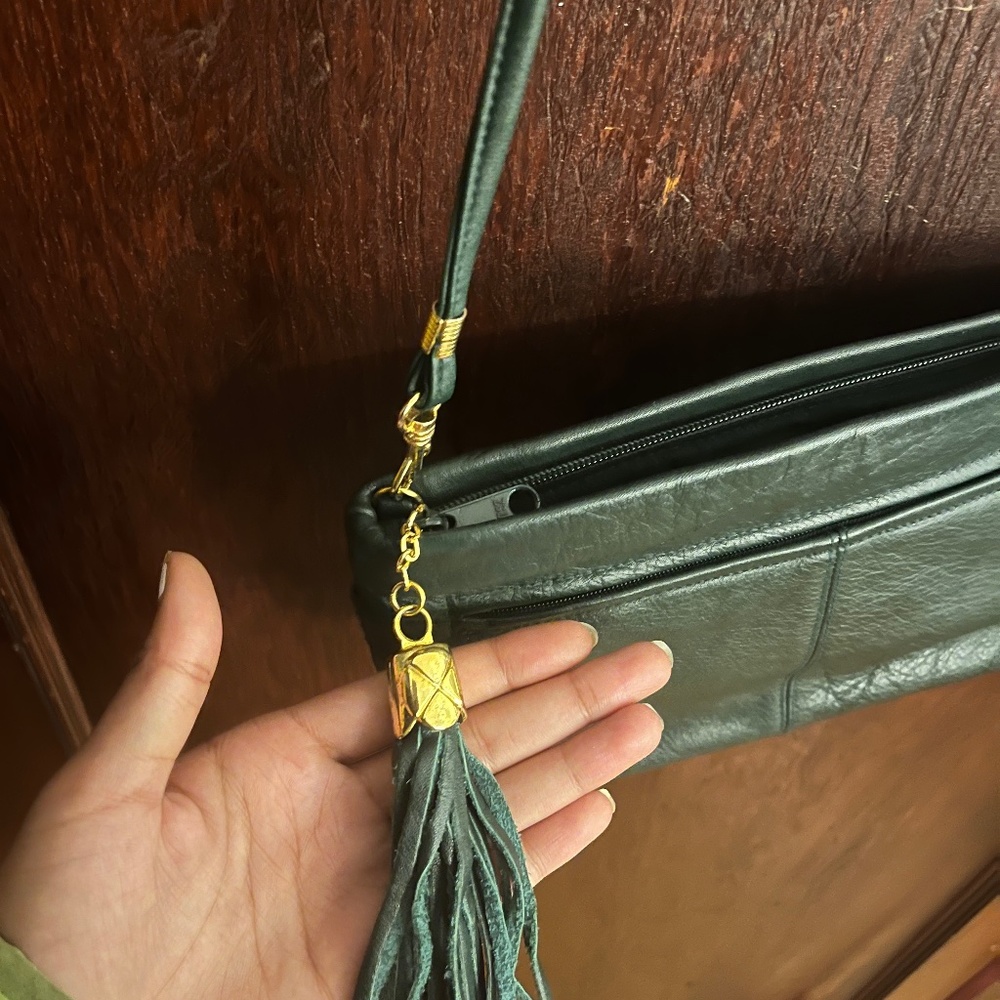 Vintage green leather Crossbody